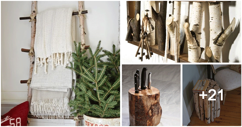 25 inexpensive do-it-yourself home decorating projects made from tree trunks