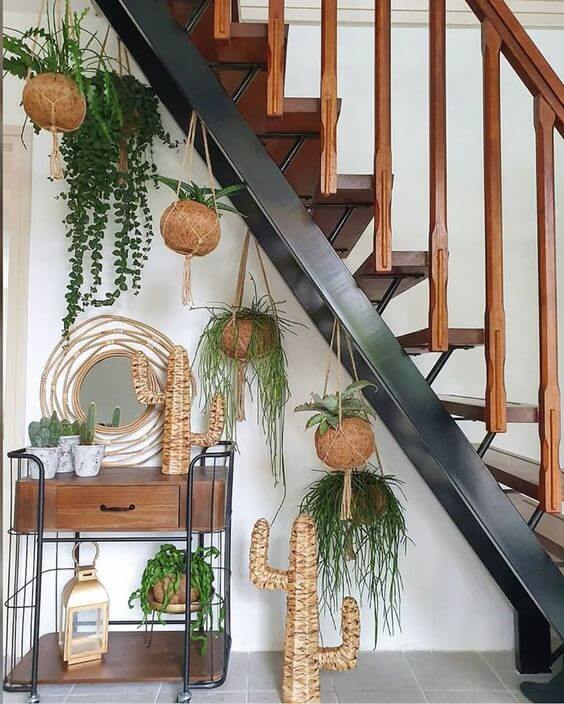 34 eye-catching stair decor ideas with plants - 235