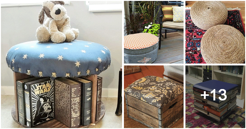 Creative Ottoman DIY ideas made from recycled items
