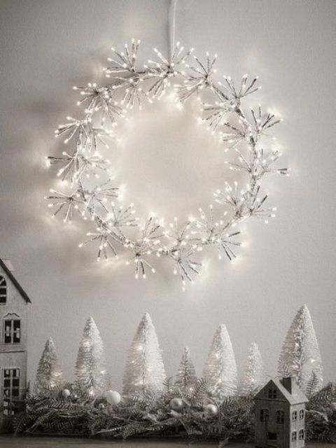 A light Christmas wreath that imitates snowflakes is a beautiful decoration for the holidays