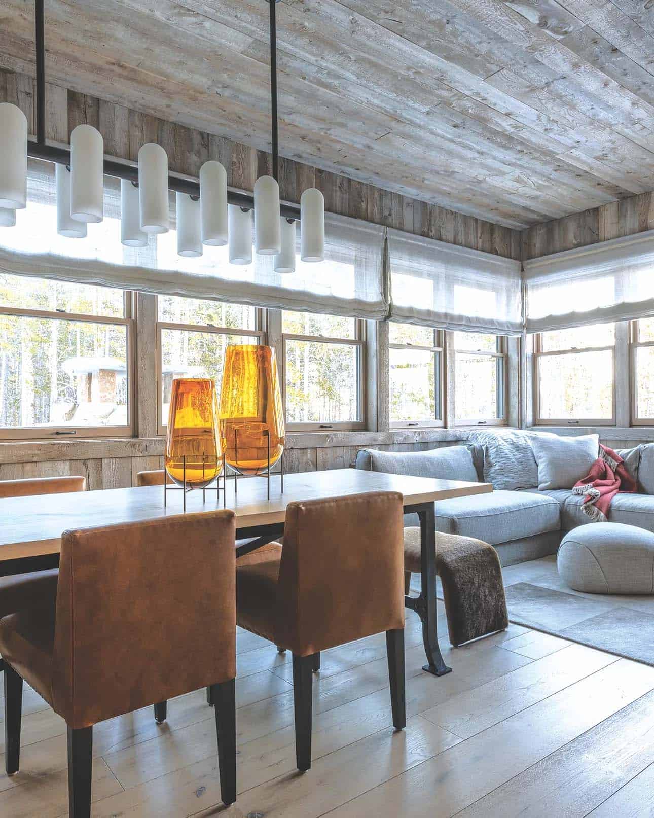 Rustic modern dining room overlooking the lounge