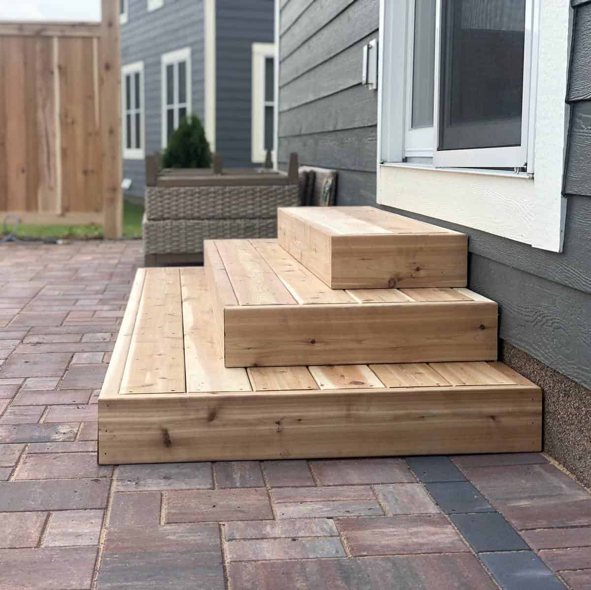 Wooden steps into the backyard