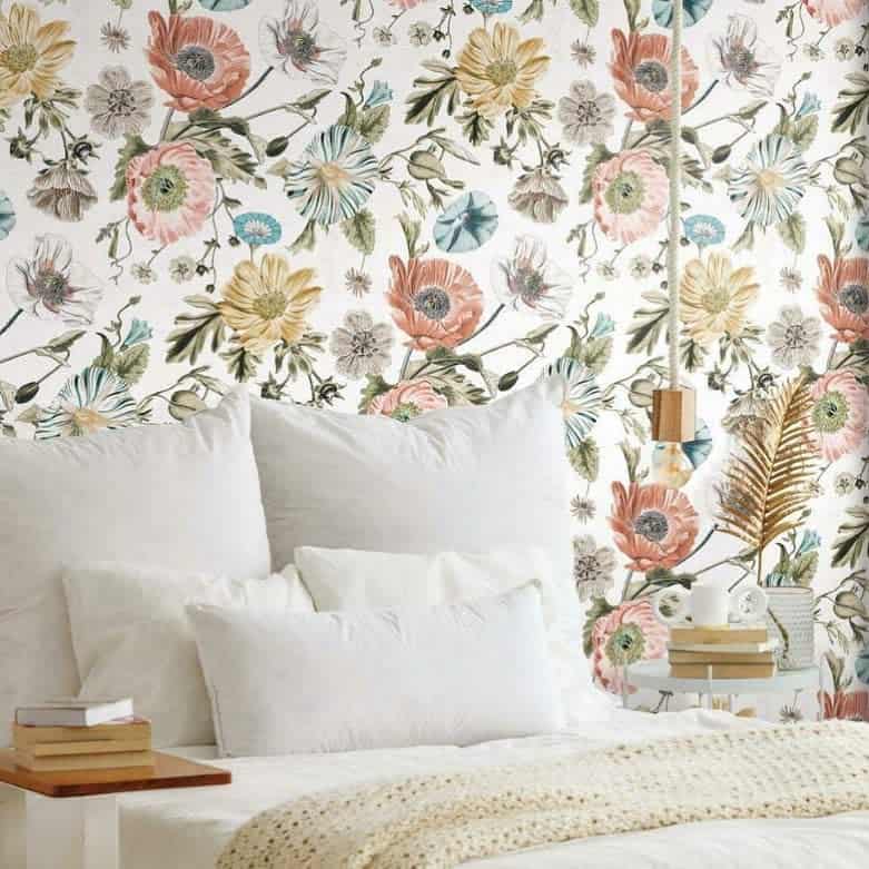 Floral wallpaper small bedroom 