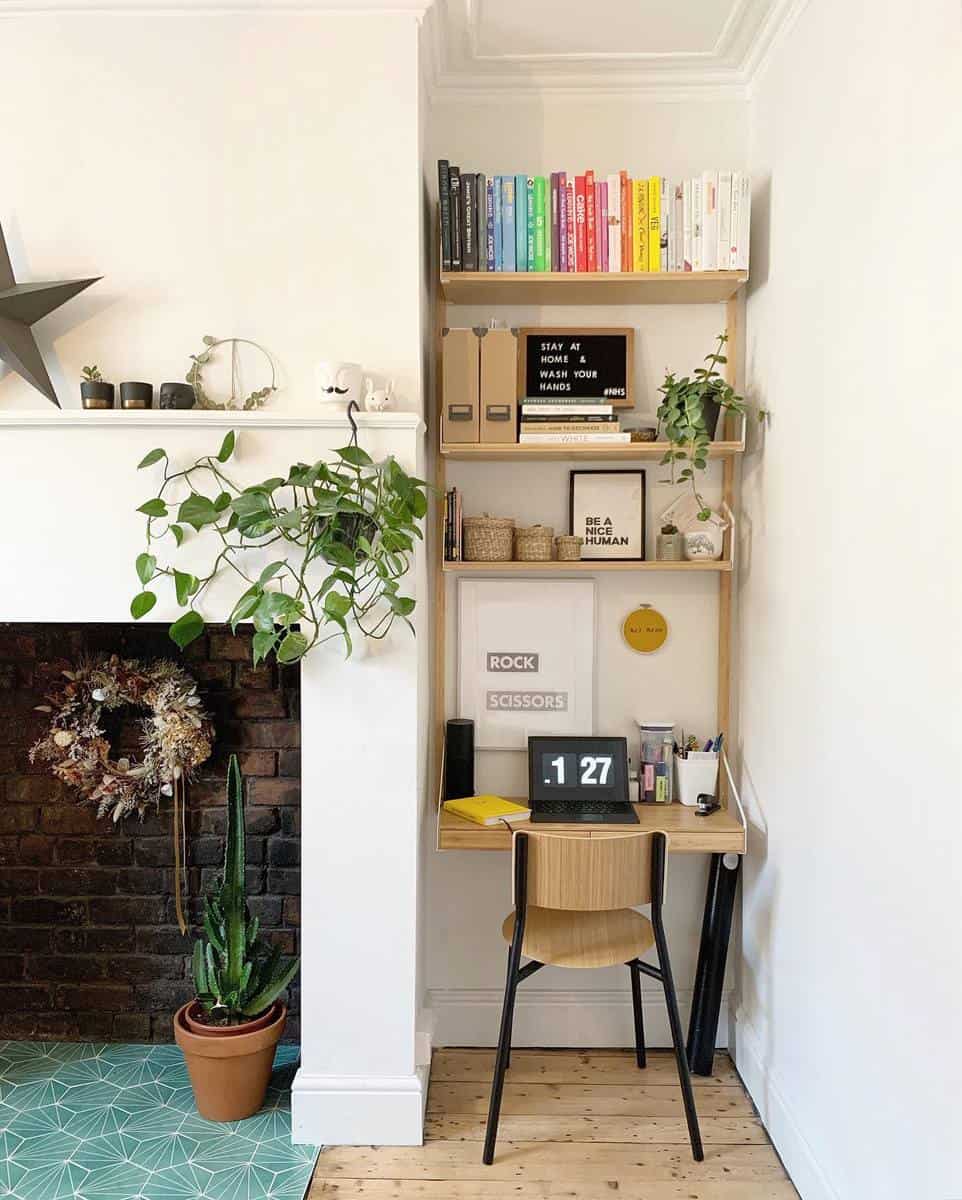 small office corner and fireplace 