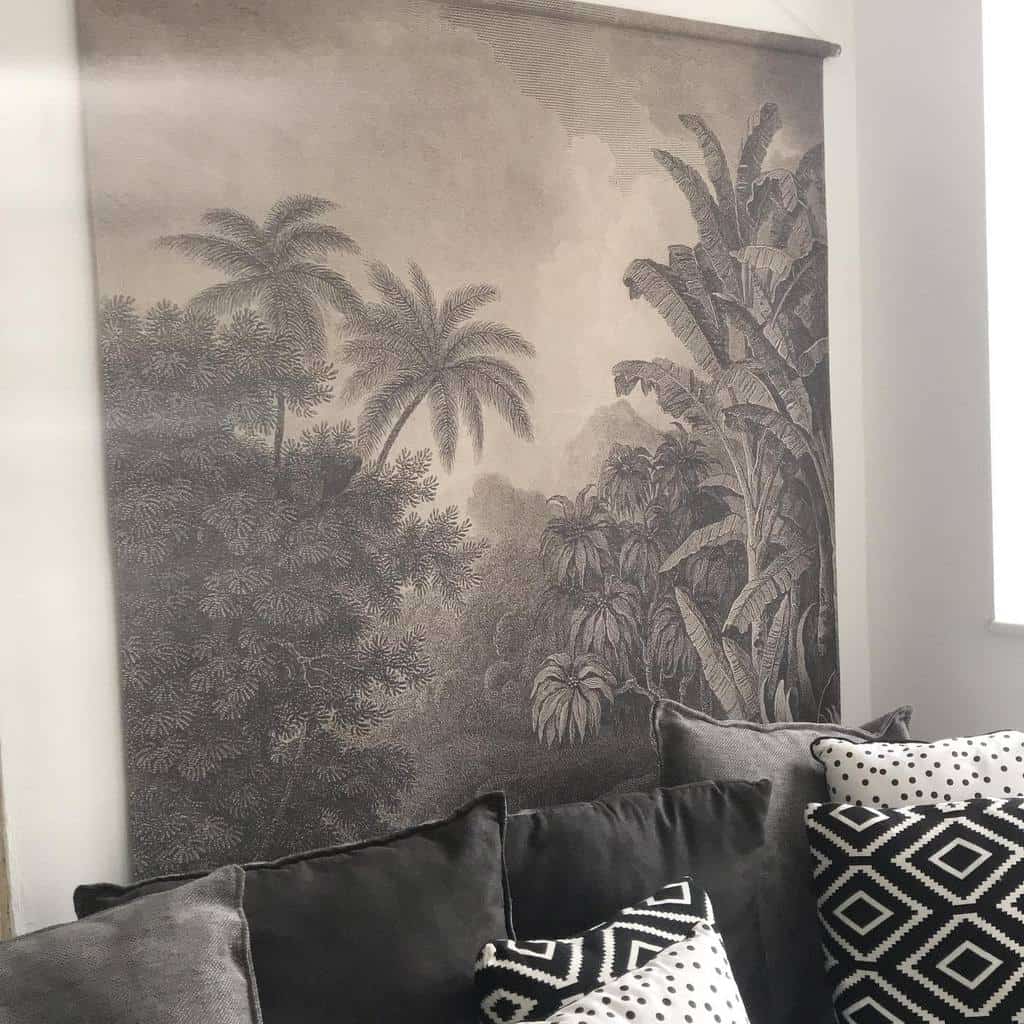 Gray forest wall mural living room 