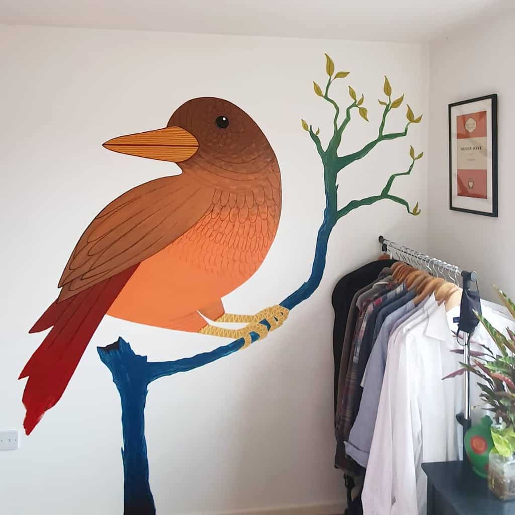 Large bird mural for bedroom 