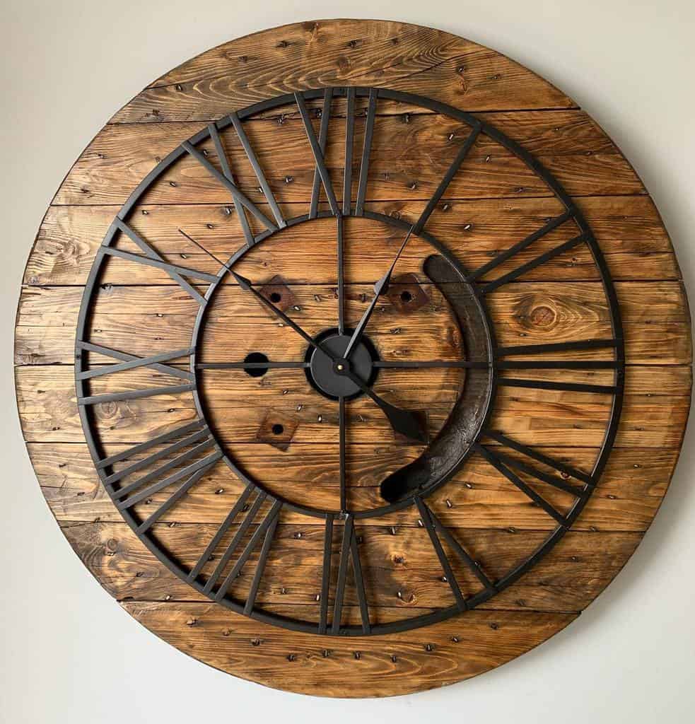 large wooden plank clock