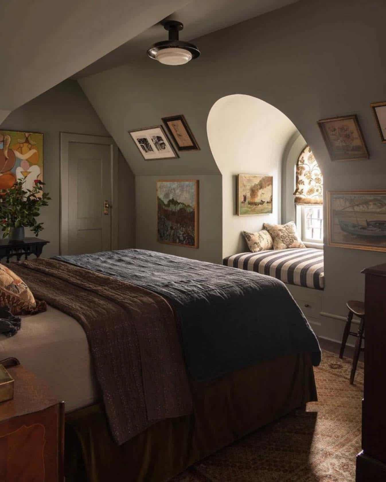 cozy bedroom with sleeping alcove