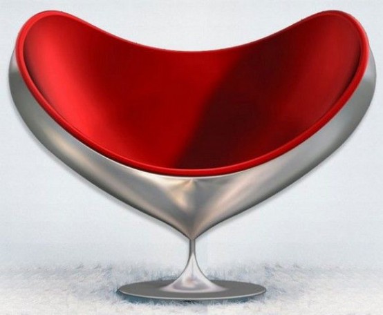 A beautiful and eye-catching silver heart chair with red seat and steel frame is a unique solution to add love and cuteness to the room