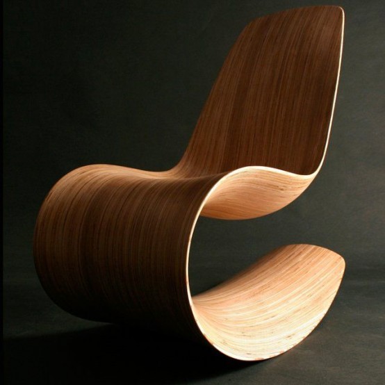 A unique chair made from a single piece of bent plywood is an ultra-minimalist and pretty idea for a modern or minimalist space