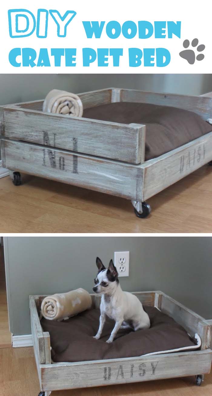 Durable DIY pet bed #diywoodcrateprojects #diywoodcrateideas #decorhomeideas