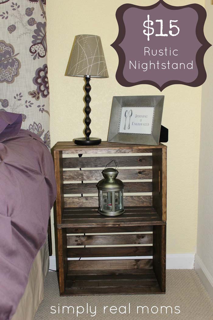 From the wooden box to the rustic bedside table #diywoodcrateprojects #diywoodcrateideas #decorhomeideas
