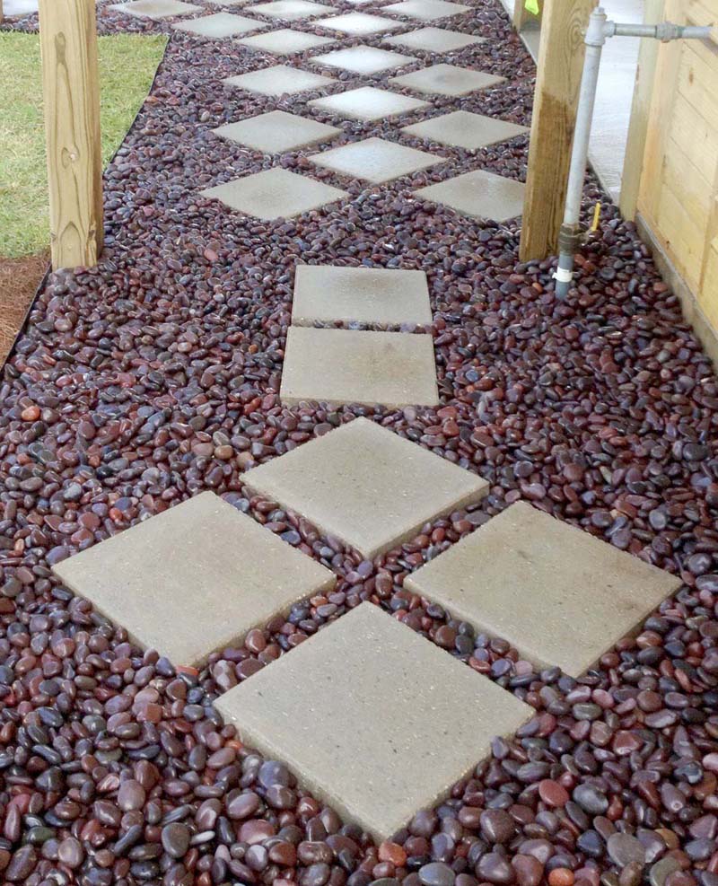 Decorative pebbles as a walkway surface