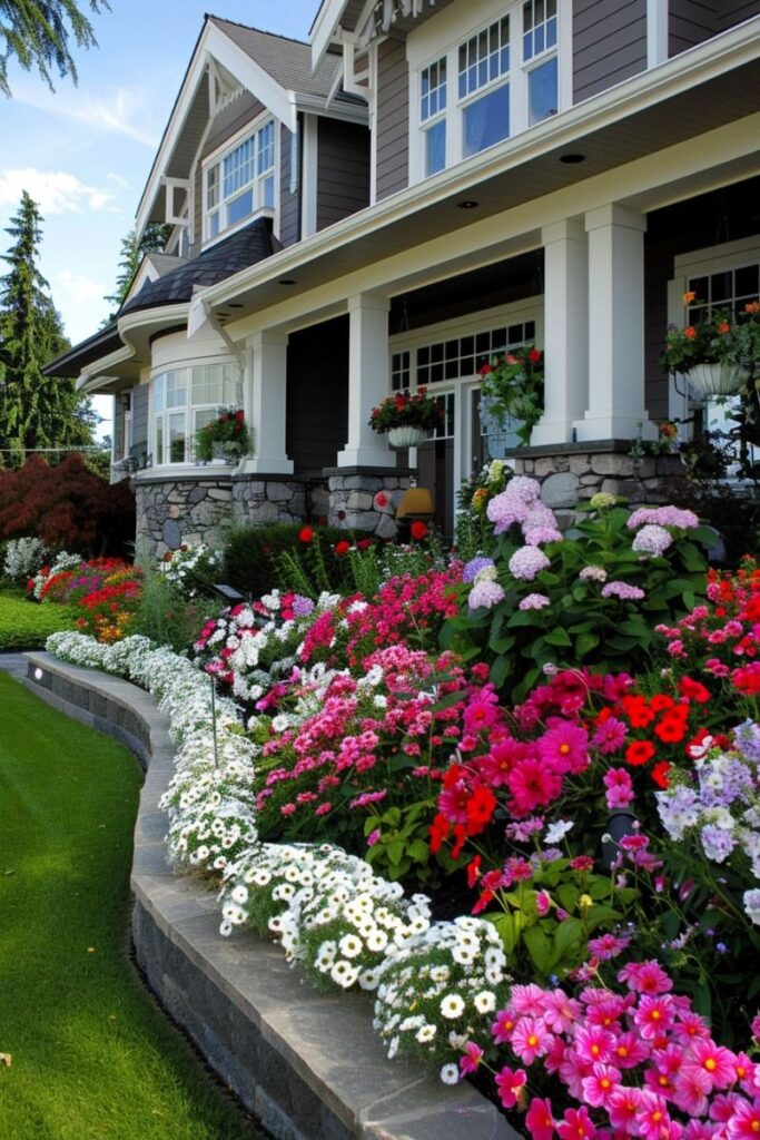 flower beds in front of house