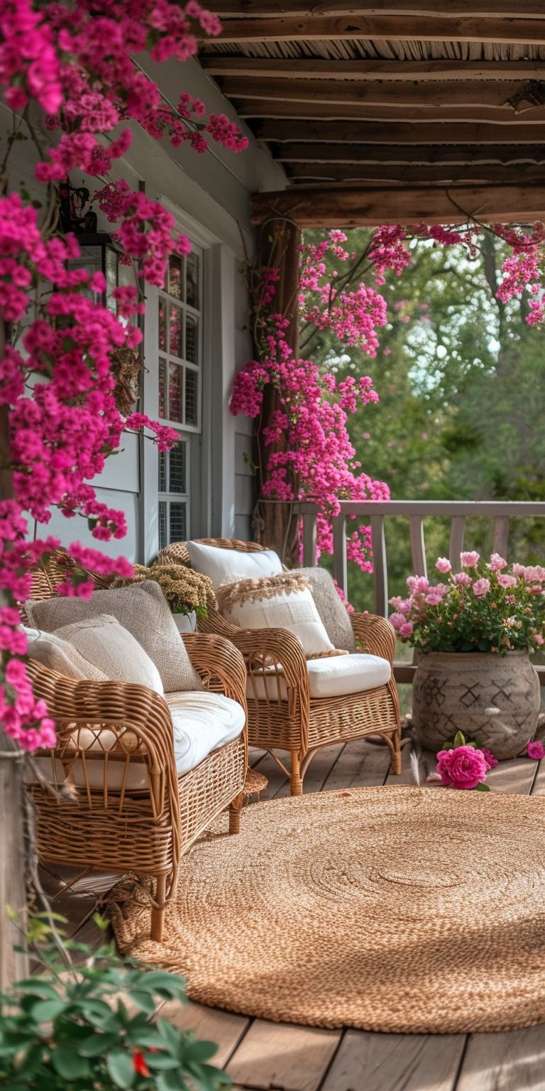 Sunny days and blooming flowers: The charm of a spring porch
