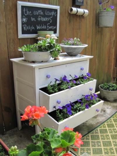 Using a Chest of Drawers as a Unique Garden Planter