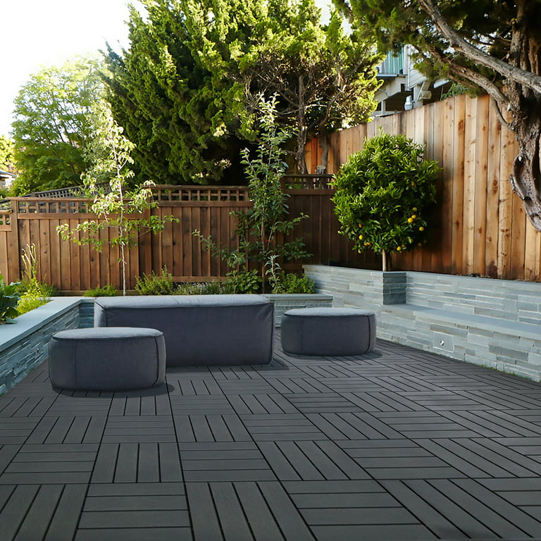 Domi Outdoor Living Patio Deck Tiles, 12 x 12 inches Composite .