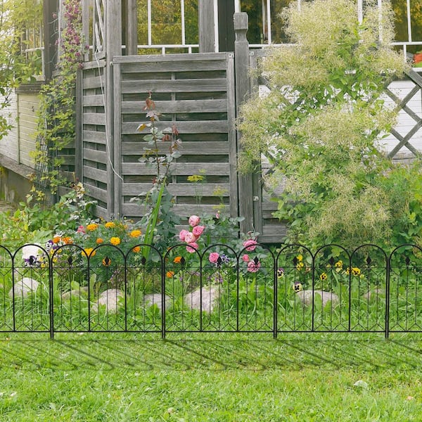 Kingdely 31 .5 in. H x 24 in. Black Steel Garden Fence Panel .