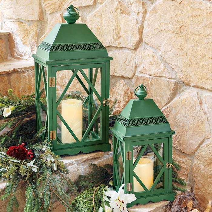 Emerald Garden Lanterns, Outdoor Decor: Olive & Cocoa, L