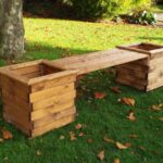 Planter Bench, Wooden Garden Planters with Seat - W198 x D47 x .