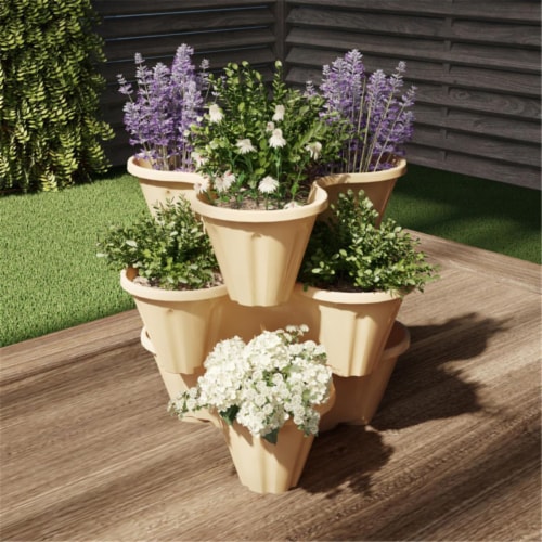 Pure Garden 50-LG5007 Stacking Planter Tower - 3-Tier Space Saving .