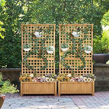 Amazon.com: Yaheetech 72″ H Garden Planter with Trellis for Vine .