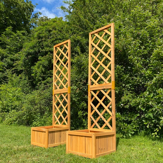 Tall Wooden Garden Planter With Trellis set of 2 - Et