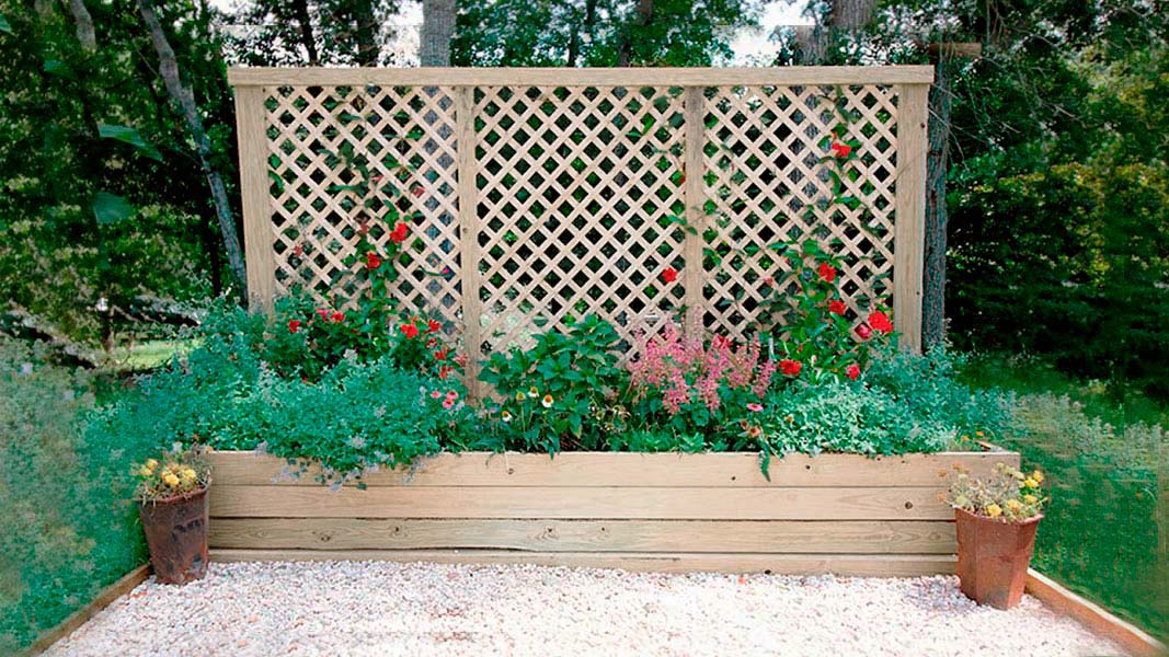 Baroque Terrace Wooden Trellis Panel with Planter – Garden Timber .