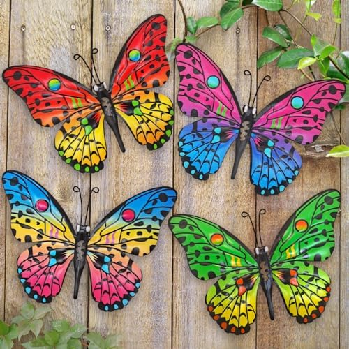 Amazon.com : Metal Butterfly Wall Decor - 9.6" Outdoor Fence Wall .