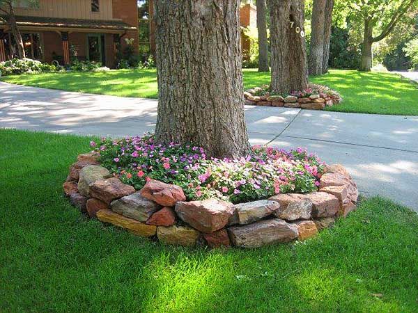 Raised Flower Bed with Rocks and Ston
