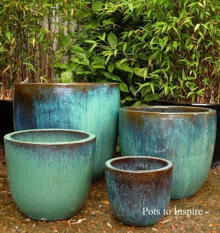 Tall Glazed Aqua U Pot Planters | Woodside Garden Centre | Pots to .