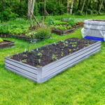 FOYUEE Galvanized Raised Garden Beds, 8x4x1ft, for Vegetables .