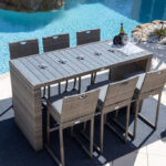 Sorrento 7 Piece Outdoor Patio Furniture Bar Set in Gray .