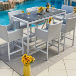 Milan 7 Piece Outdoor Bar Table Set in Light Gray – Shop4Patio.c