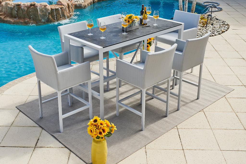 Milan 7 Piece Outdoor Bar Table Set in Light Gray – Shop4Patio.c