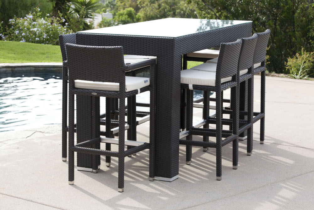 Pandora Modern Outdoor Bar Set For 8 With Vertigo Bar Stools .