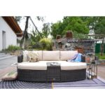DIRECT WICKER Sunny Brown 4-Piece Wicker Outdoor Daybed Sectional .