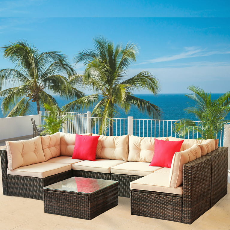 Clearance! Patio Outdoor Furniture Sets, 7 Pieces All-Weather .