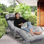 BOZTIY Portable Lounge Chair, Black 5-Fold Sleeping Cots Steel .