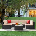 LACOO 7 Pieces Patio Conversation Set Outdoor Sectional Sofa Set .