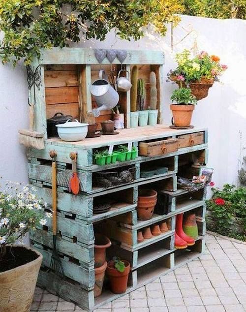 55 DIY Pallet Garden Ideas | Pallet garden, Pallet potting bench .