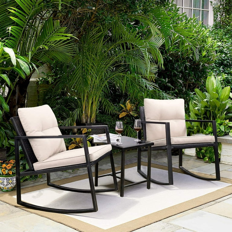 Devoko 3 Pieces Patio Furniture Sets Outdoor PE Rattan Bistro .