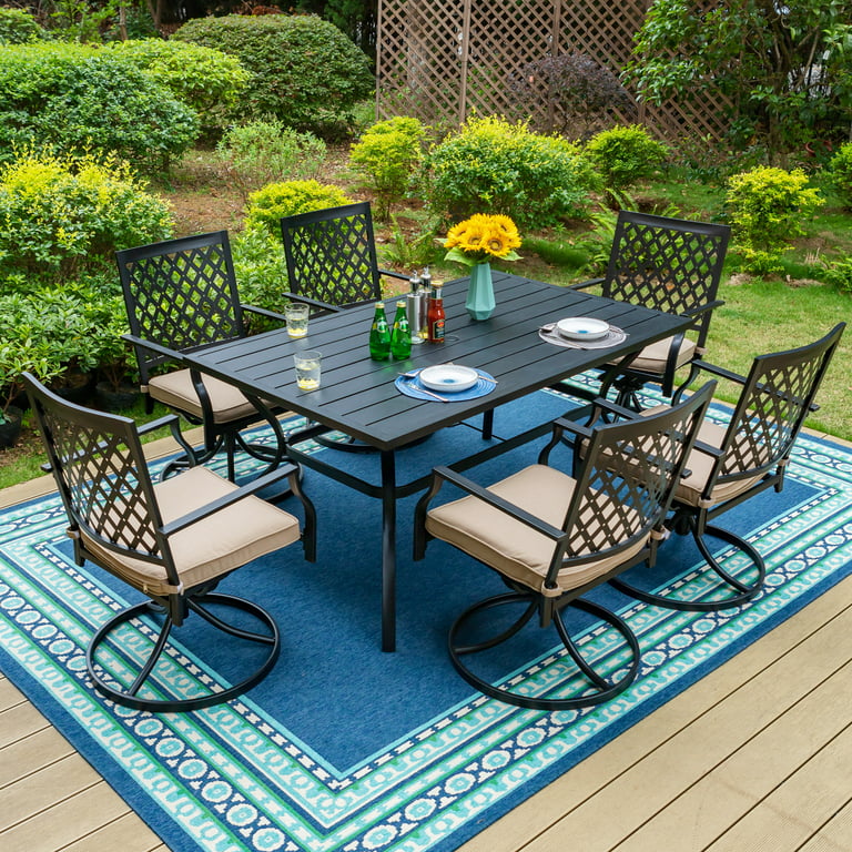 MF 60" x 38" Rectangle Outdoor Dining Table for 6-Person, All .