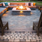 Classic Concrete Fire Pit with Cozy Seating Ar