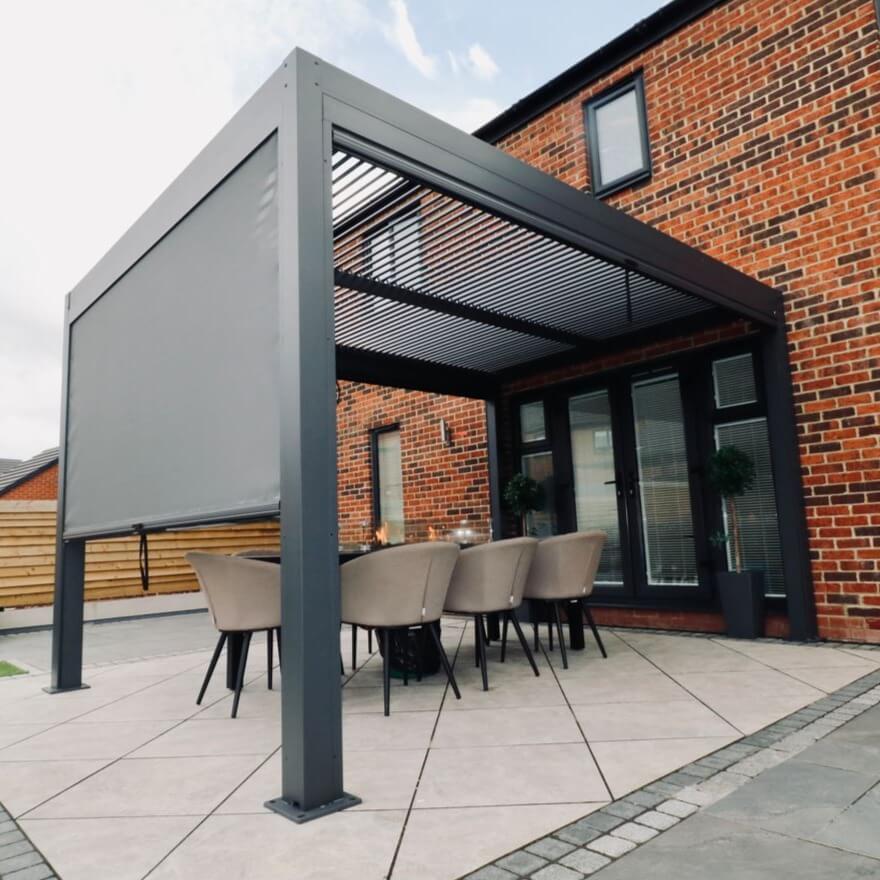 Neptune Deluxe LED Aluminium Pergola with 4 Privacy Screens 3m x .