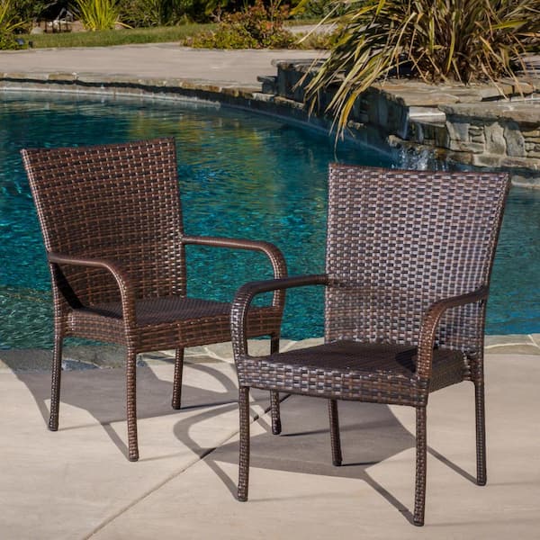 Noble House Multi Brown Stackable Faux Rattan Outdoor Patio Dining .