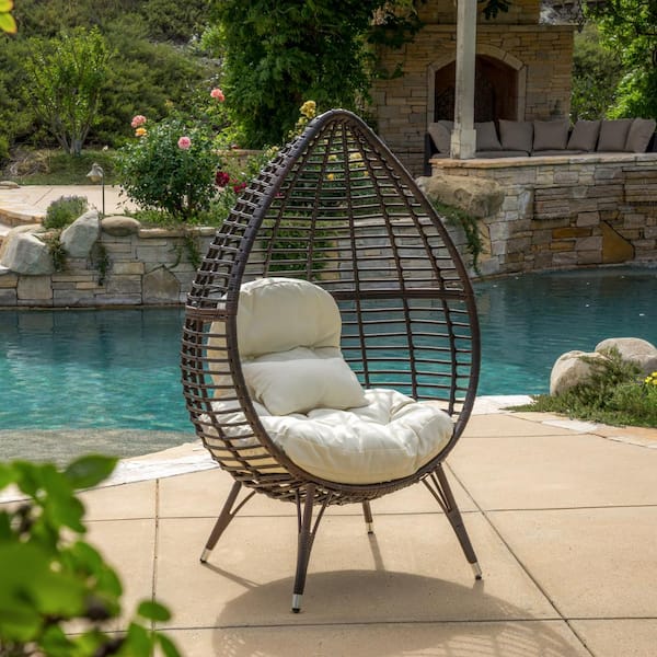 Noble House Cutter Multi-Brown Teardrop Faux Rattan Outdoor Lounge .