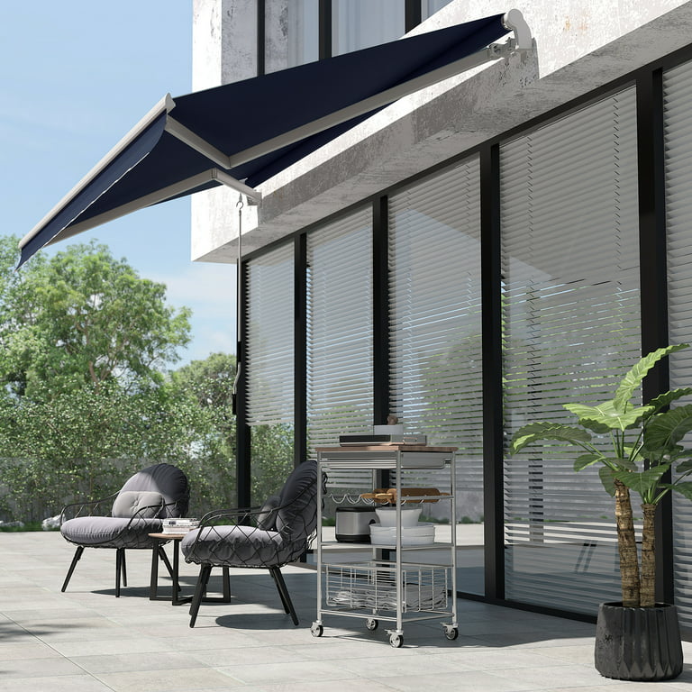 Outsunny Retractable Patio Awning/Sun Shade for Outdoor Patio .