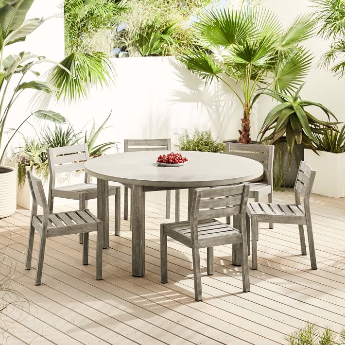 Portside Outdoor Concrete Round Dining Table (60") | West E