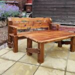 Rustic Garden Bench and Coffee Table Chunky Rustic Furniture Set .